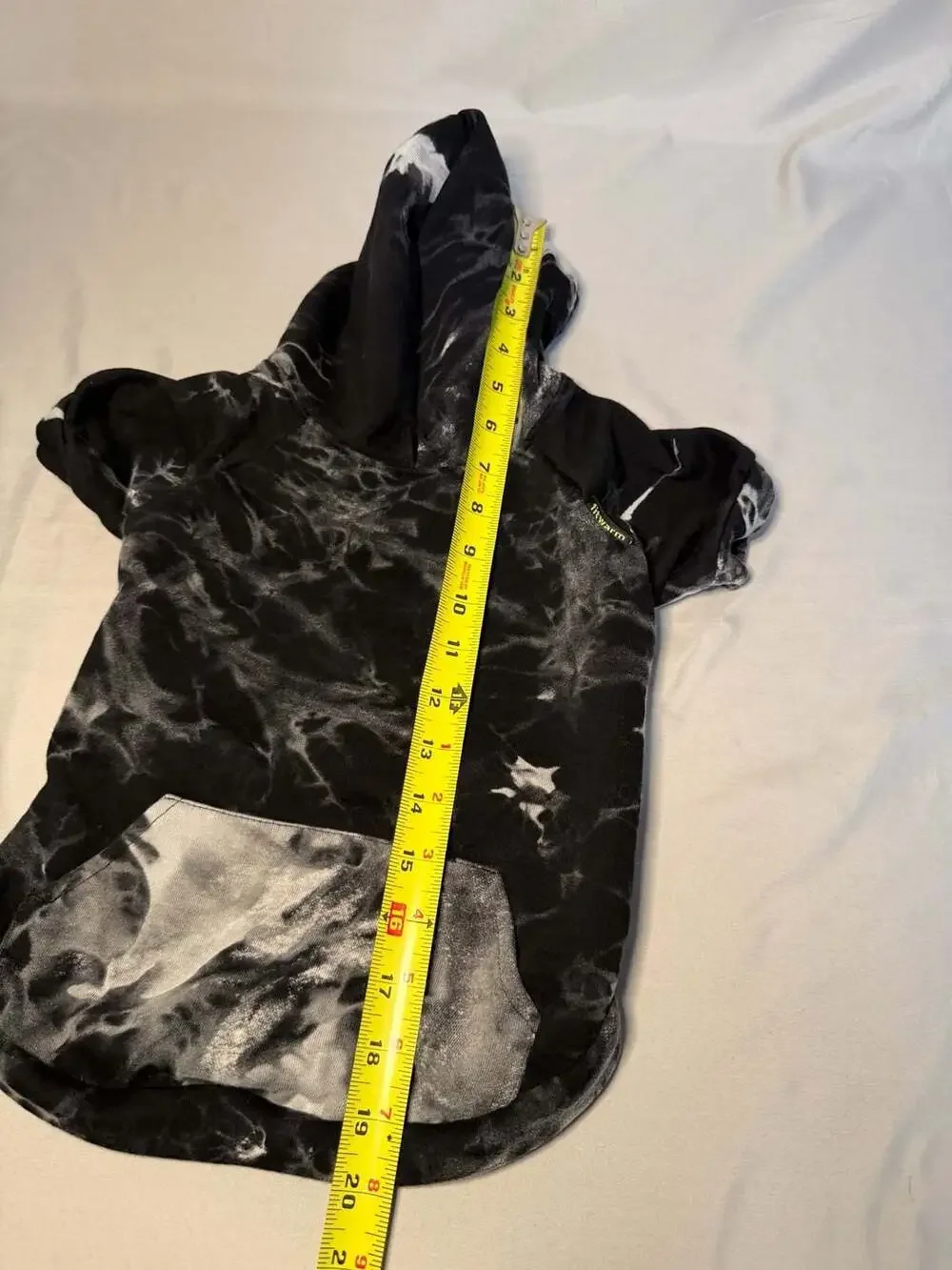 Fitwarm Dog Black and White Tie Dye Hoodie Sweatshirt, XL